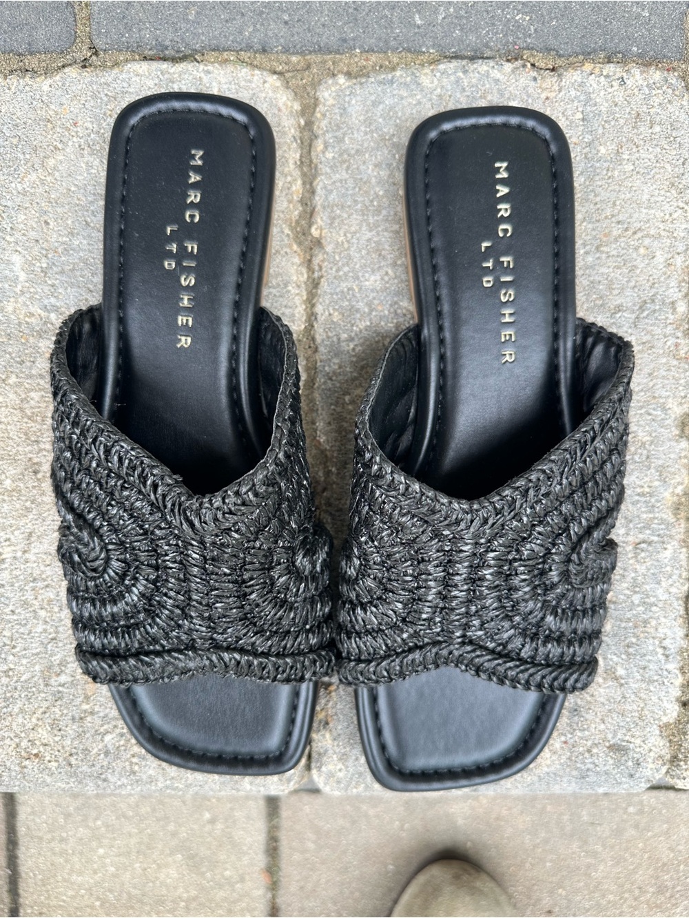 Marc Fisher Black Braided Slide Mules